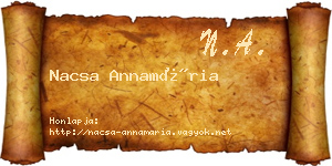 Nacsa Annamária névjegykártya